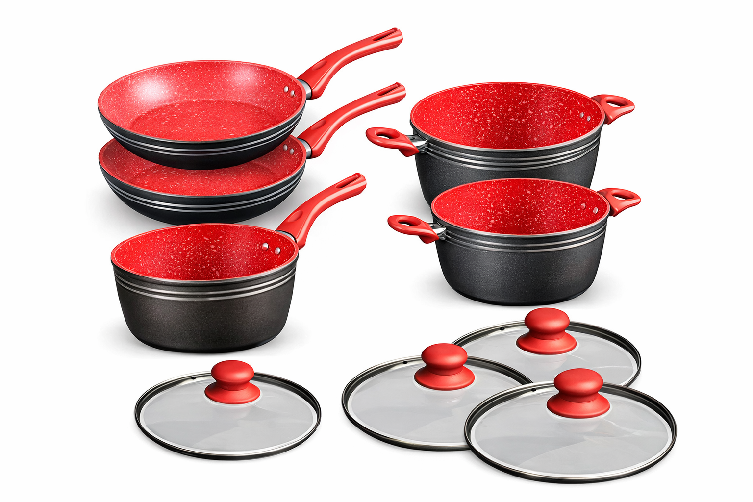 Juego de utensilios de cocina antiadherentes, 10 piezas, gris oscuro