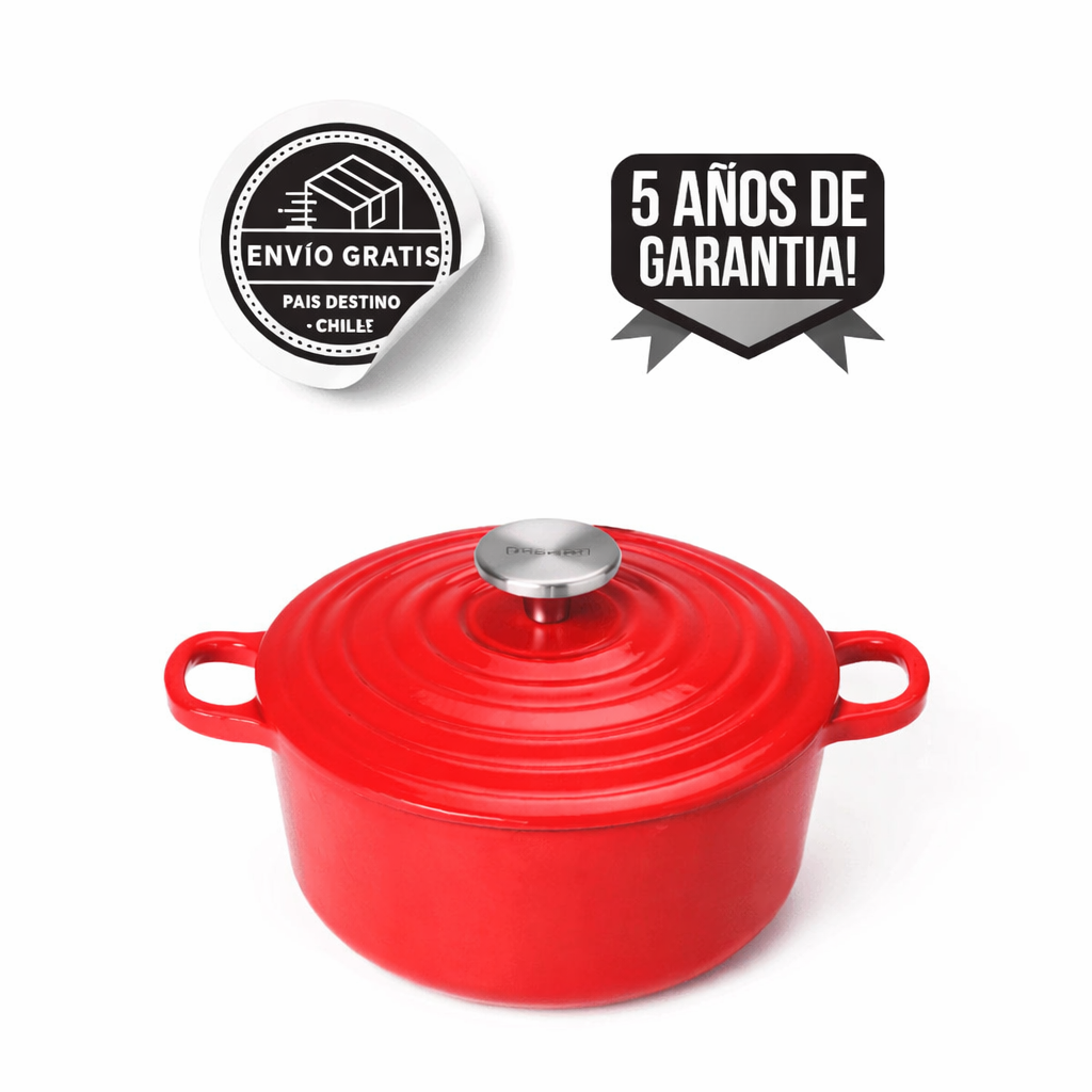 Cacerola de hierro fundido de 20 cm, salsa Pomodoro roja (5 años de garantía)
