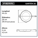 Sartén de hierro fundido negra de 26 cm de Nero (5 años de garantía)