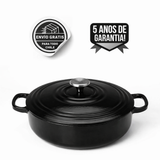 Cacerola de hierro fundido poco profunda de 28 pulgadas, color negro (5 años de garantía)