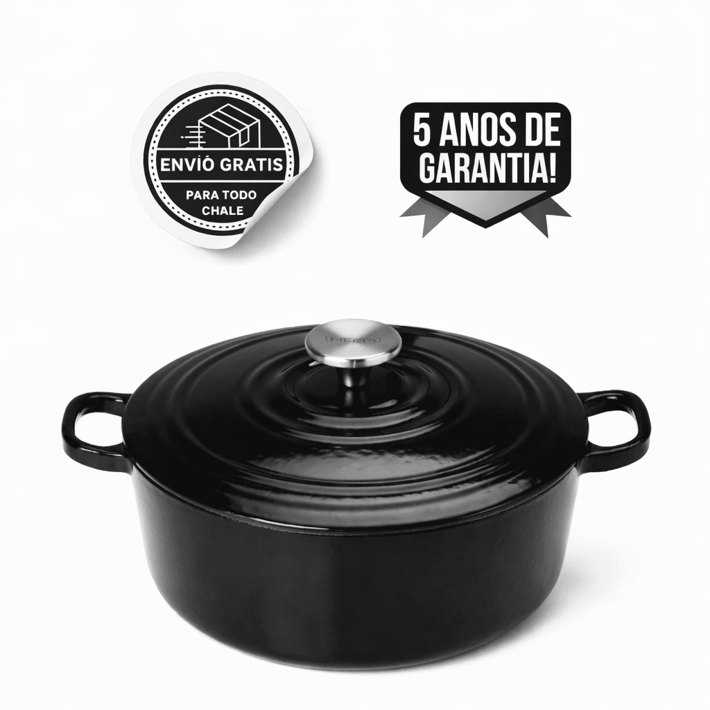 Cacerola de hierro fundido negro de 24 cm de Nero (garantía de 5 años)
