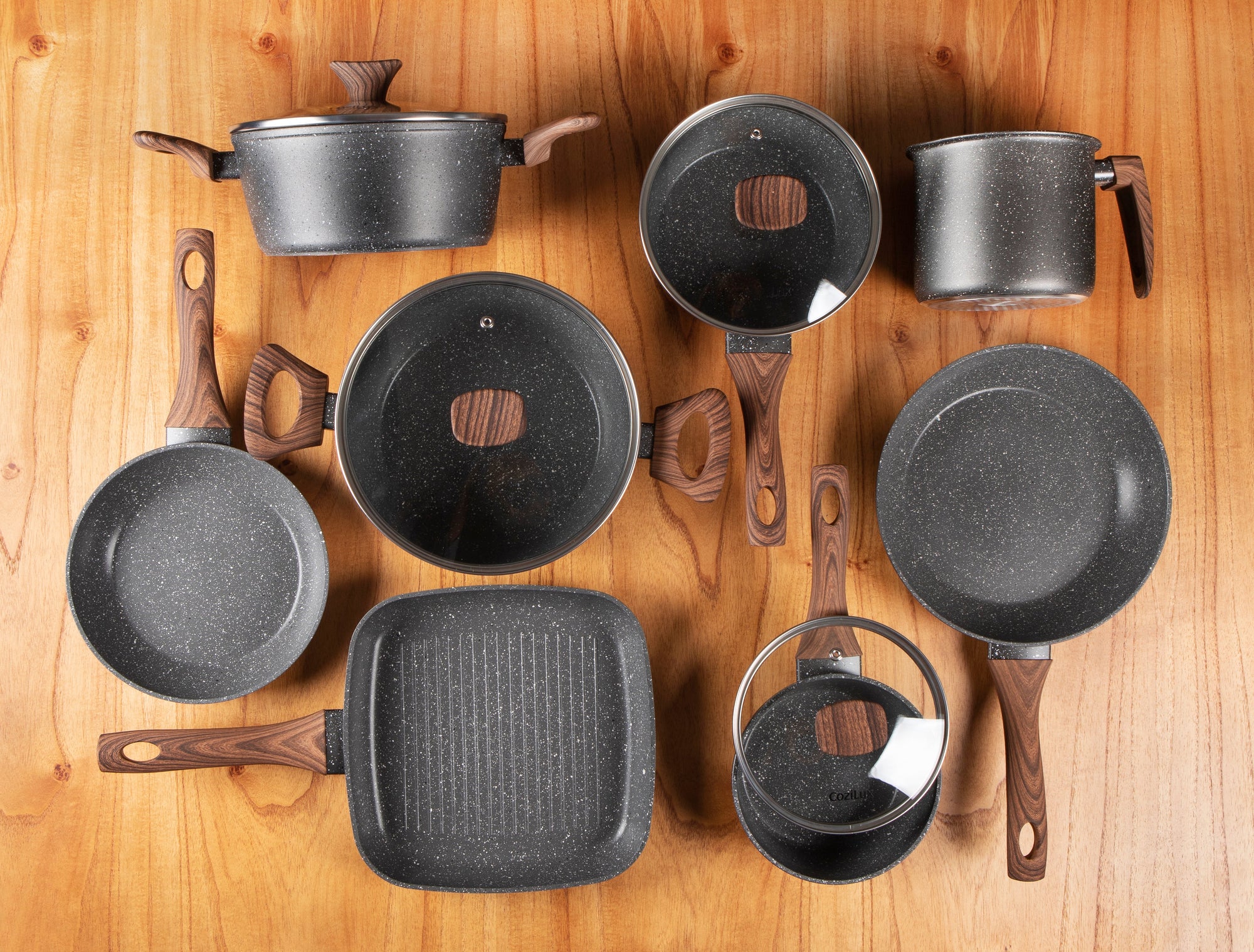 Juego de utensilios de cocina de cerámica de lino- Revestimiento cerámico antiadherente, 8 piezas