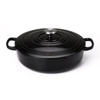 Cacerola de hierro fundido poco profunda de 28 pulgadas, color negro (5 años de garantía)