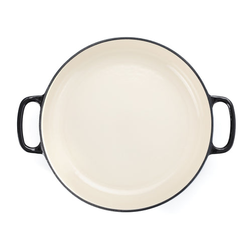 Cacerola de hierro fundido poco profunda de 28 pulgadas, color negro (5 años de garantía)