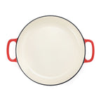 Cacerola de hierro fundido poco profunda de 28" con diseño Pomodoro rojo (5 años de garantía)