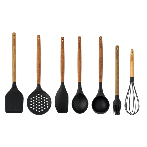 Cuchara de silicona con mango de madera negro - Nero