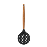 Espumadera de silicona con mango de madera negro Nero