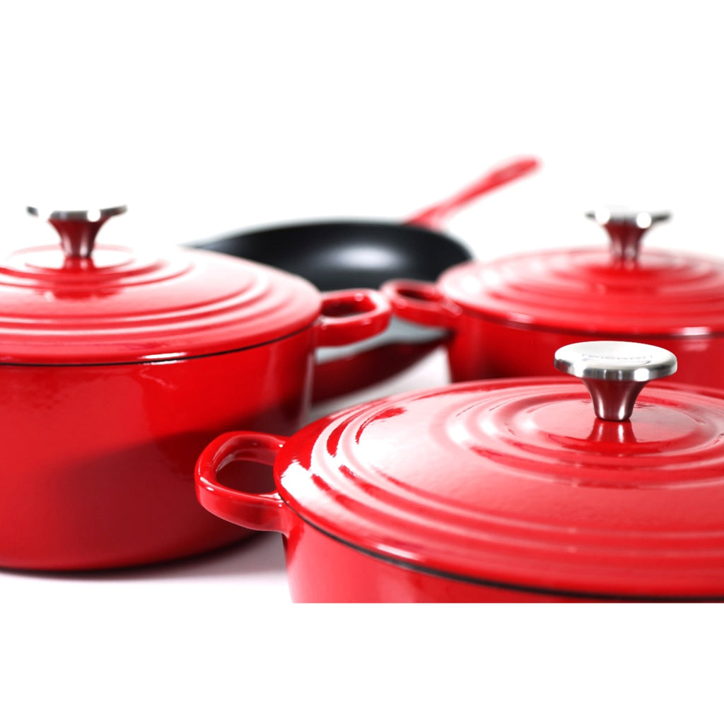 Sartén de hierro fundido de 26 cm, color rojo Pomodoro (5 años de garantía)