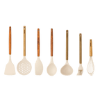 Cepillo de silicona con mango de madera, crema bechamel